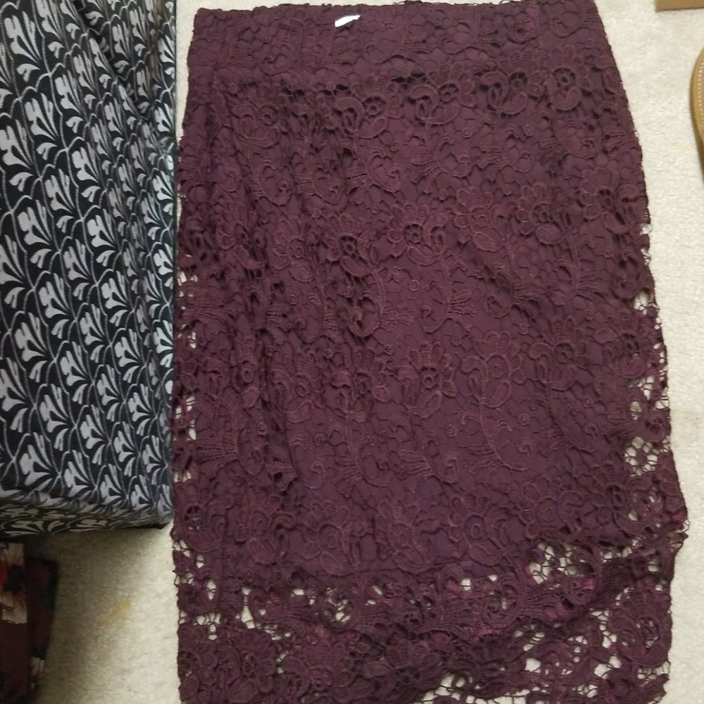 Beautiful maroon lace skirt
